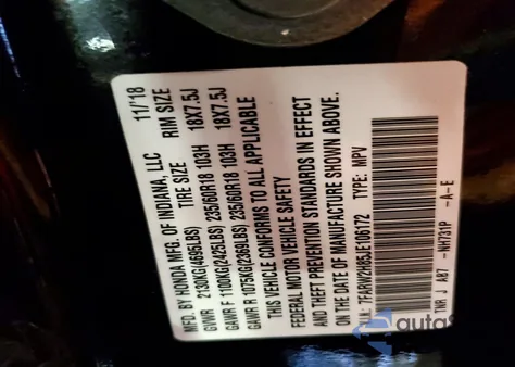 2018 Honda Cr-V Exl from USA, damaged, VIN 7FARW2H85JE106172